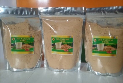 Three packages of products displayed in the brochure.